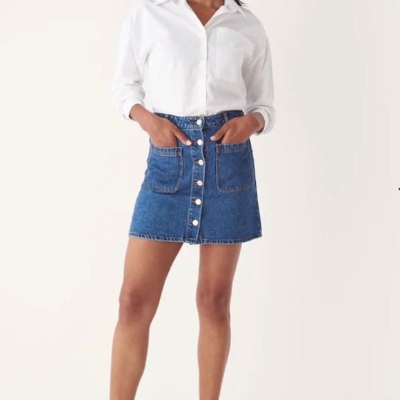 NWT Frank & Oak The Denim Skirt in Blue - Picture 1 of 5